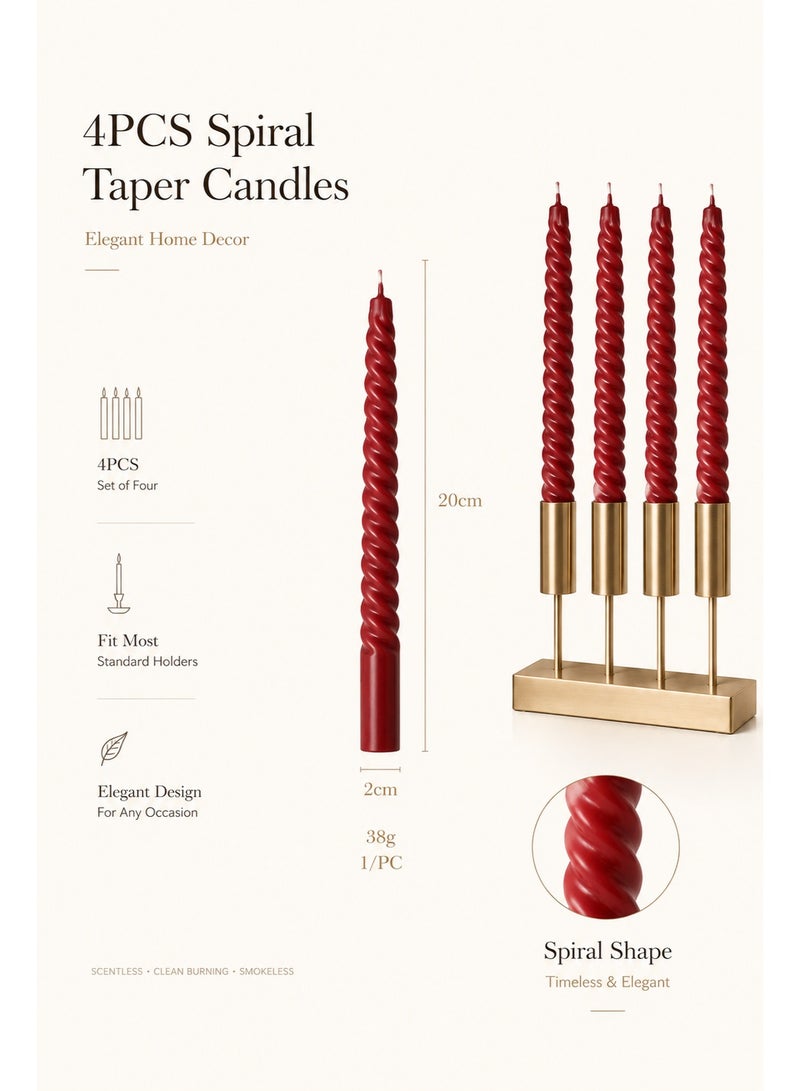 Classic 4PCS Premium Spiral Taper Candles - Elegant Ramadan/Eid Decor, Long-Lasting Decorative Candles for Wedding/Party/Home - Image 3