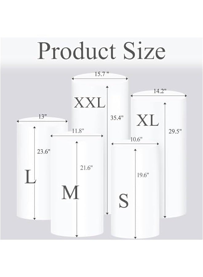 Cylinder Pedestal Stand Covers Spandex Flexible Display Box Stand Covers for Birthday Party Wedding Baby Shower Decoration- Only Stand Covers Included Set of 5 White - Image 2