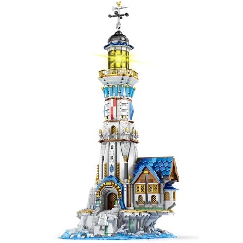 Reobrix Medieval Lighthouse Building Kit with Lights Collectible Architecture Model for Home Decor Ideas Display Gift for Adult Boys Girls66028 - Image 1