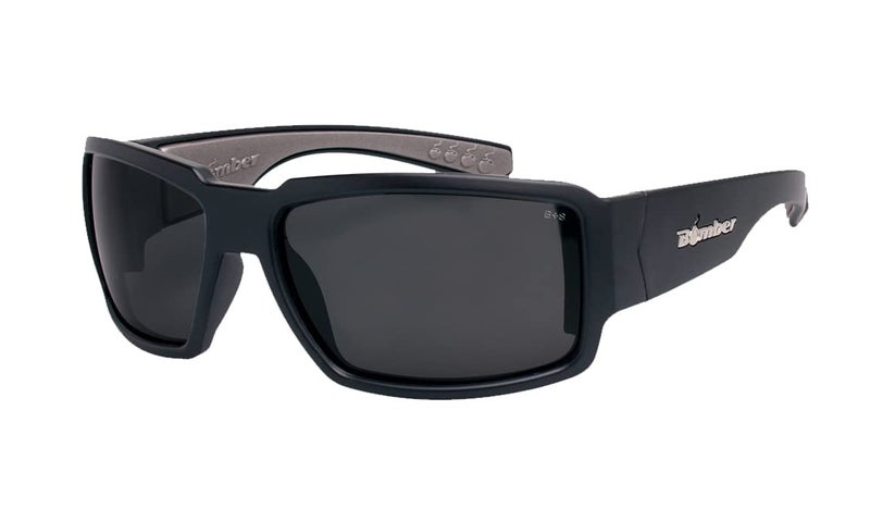 BOMBER BOOGIE Bomb BG103 Floating Safety Sunglasses: Matte Black frame, Smoke PC Safety lens, Non-Slip Gray foam lining, ANSI Z87+ Compliant, UVA/UVB, Safe for Rugged Activity, Wet Conditions. - Image 1