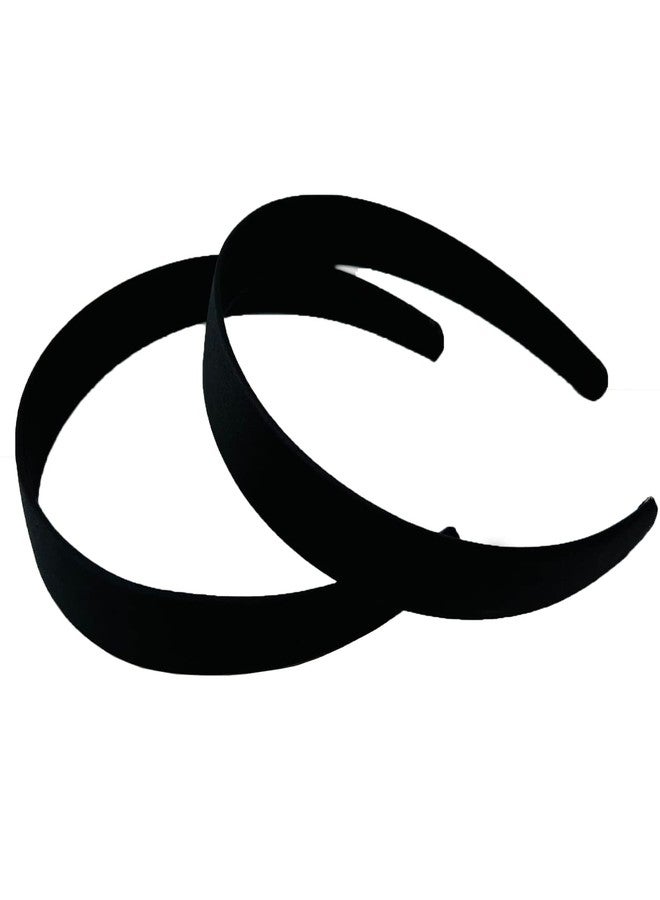 MYYZMY 9 Pcs Satin Headbands 1 Inch Wide Headband Colorful Hard Hair Bands for Women and Girls, Black - Image 4