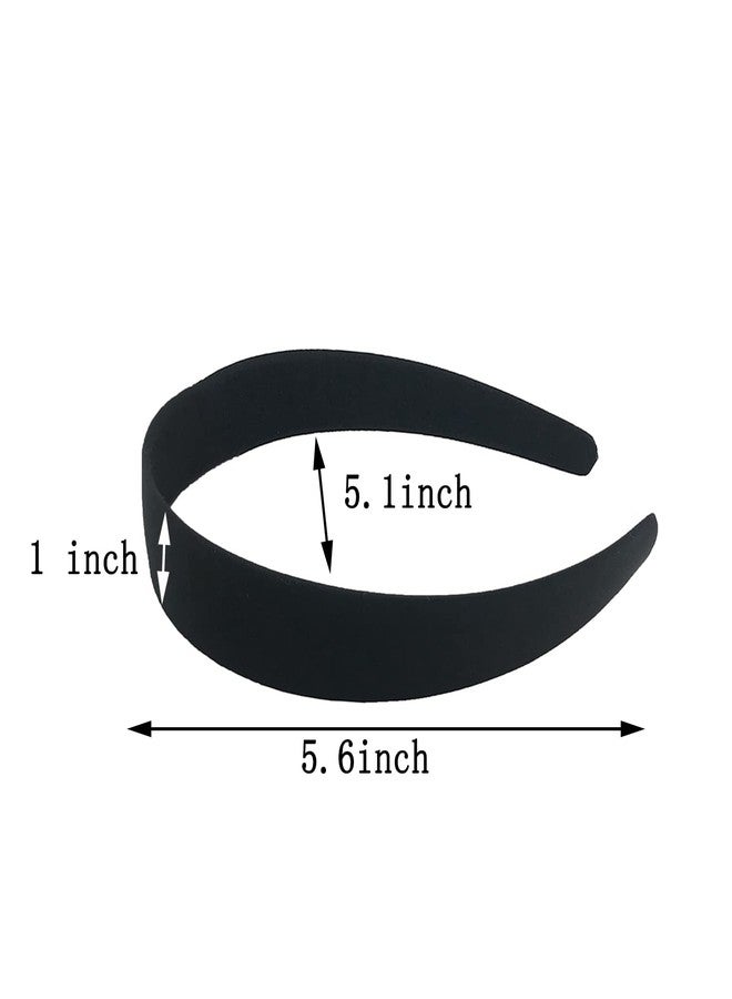 MYYZMY 9 Pcs Satin Headbands 1 Inch Wide Headband Colorful Hard Hair Bands for Women and Girls, Black - Image 2