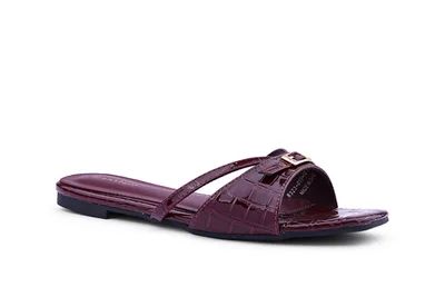 IconStyle Croc-Embossed Flat Mules