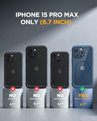 Miracase Magnetic for iPhone 15 Pro Max Case 6.7'' [Compatible with Magsafe] Full-Body Drop Proof Bumper Phone Case for iPhone 15 Pro Max with Built-in 9H Tempered Glass Screen Protector,Blue - Image 2