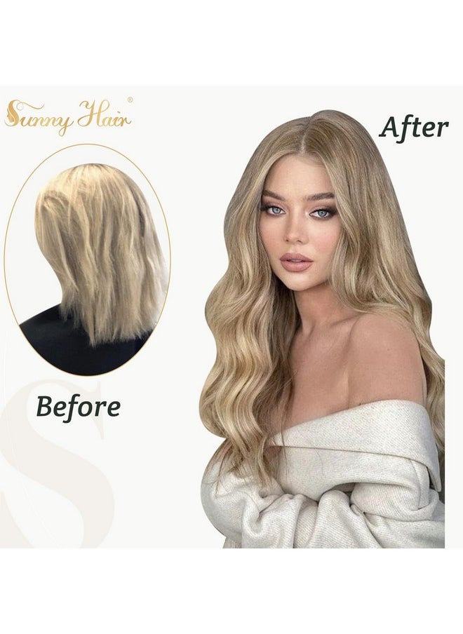 Sunny Hair Sunny Clip In Hair Extensions Blonde Clip In Human Hair Extensions Highlights Blonde Hair Extensions Real Human Hair Light Blonde Highlights Golden Blonde Clip In Remy Hair 7Pcs 120G 18Inch  - Image 4