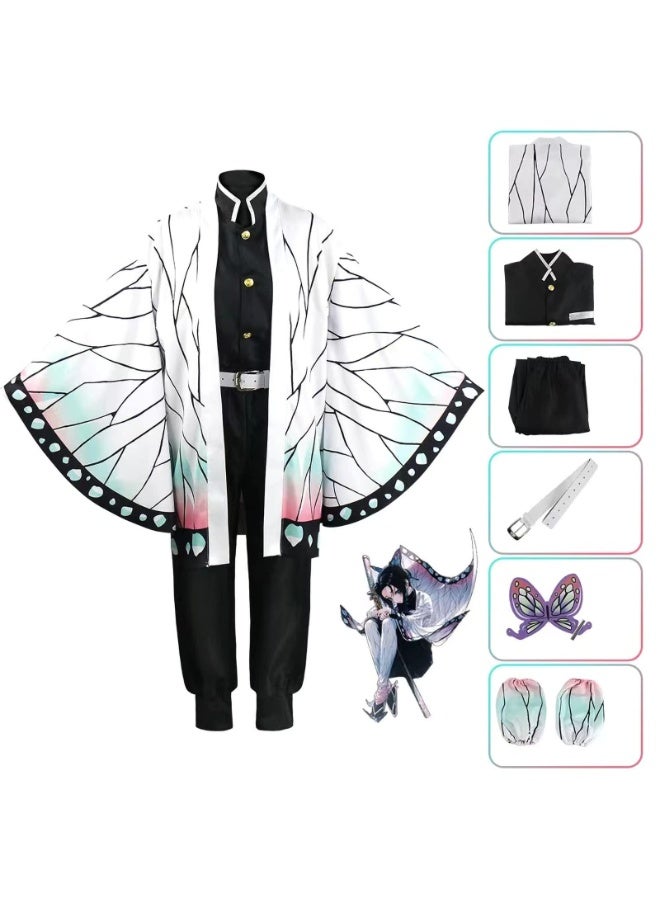Demon Slayer Shinobu Kocho Cosplay Costume Set ,Anime Role-Play Outfit, Including Purple Butterfly Haori, Top, Pants, Leg Wraps And Hairpin ,Suitable For Birthday Celebrations, Stage Performances, Theme Parties, Talent Shows, And Various Occasions ,For Adults
