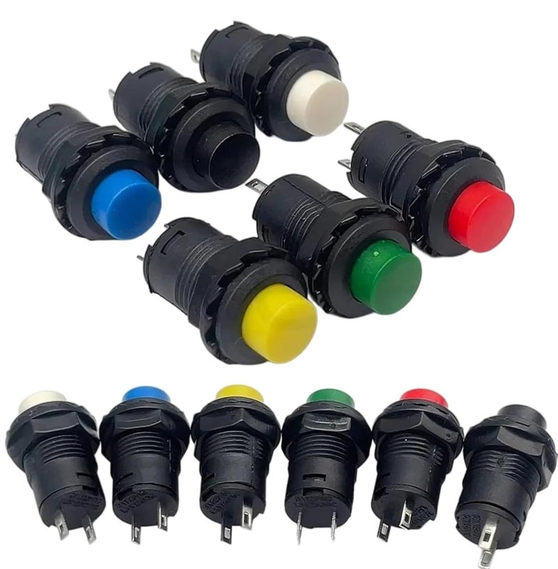 6 قطع صفراء DS 428 427 مفتاح زر دائري ذاتي القفل إعادة ضبط 12 مم - Image 3