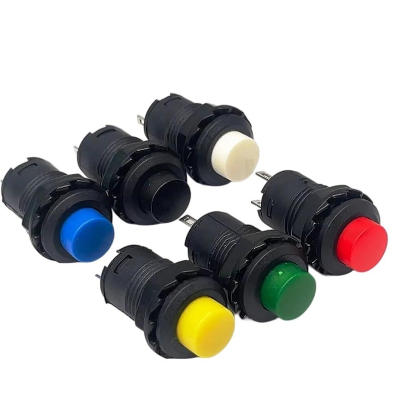 6 قطع صفراء DS 428 427 مفتاح زر دائري ذاتي القفل إعادة ضبط 12 مم - Image 1