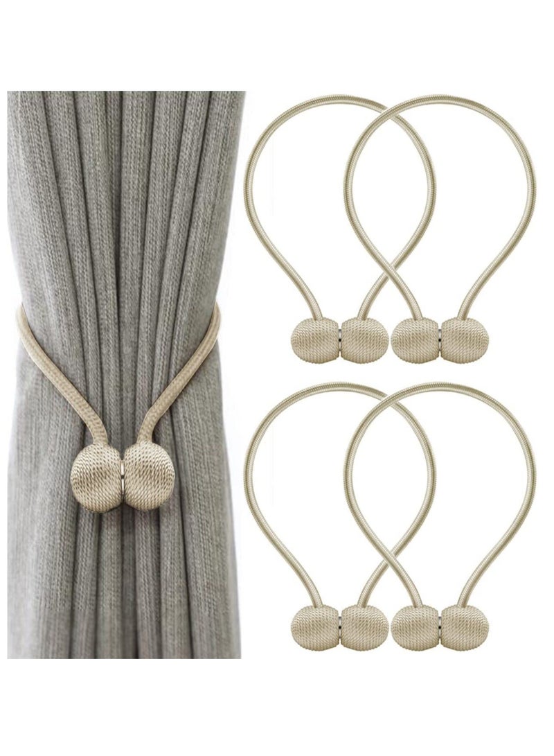 INOVERA INOVERA 4 Pieces Window Curtain Tiebacks Drapery Hold-Backs Band for Office Home Decorative (Pair 2, Beige)  - Image 1