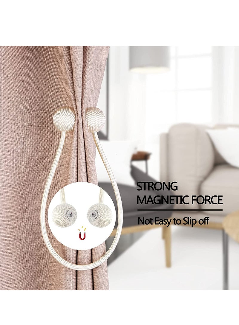 INOVERA INOVERA 4 Pieces Window Curtain Tiebacks Drapery Hold-Backs Band for Office Home Decorative (Pair 2, Beige)  - Image 3