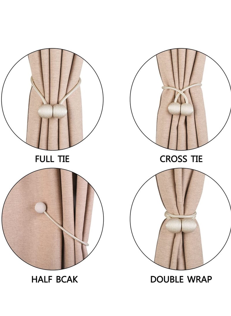 INOVERA INOVERA 4 Pieces Window Curtain Tiebacks Drapery Hold-Backs Band for Office Home Decorative (Pair 2, Beige)  - Image 4