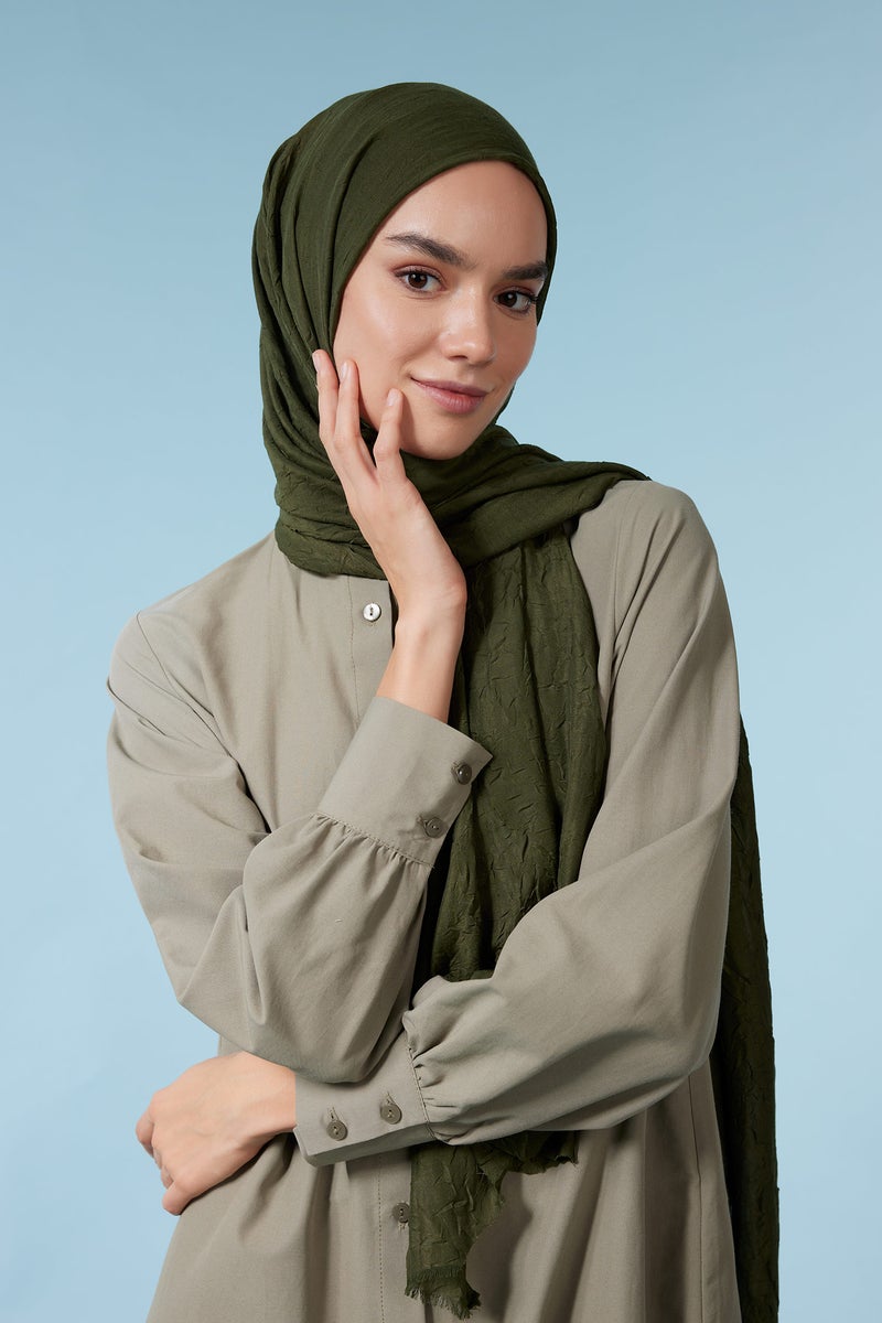 DeFacto Green Woman Cotton Hijab Shawl Casual - Image 1