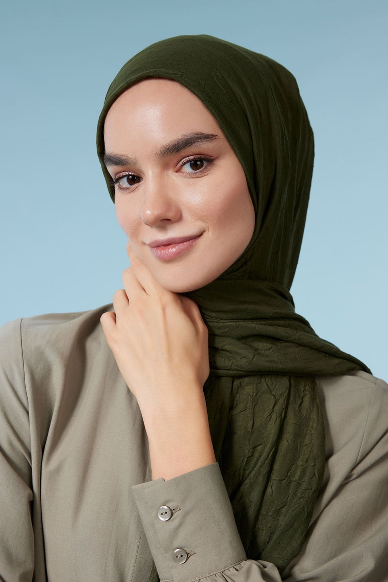 DeFacto Green Woman Cotton Hijab Shawl Casual - Image 3