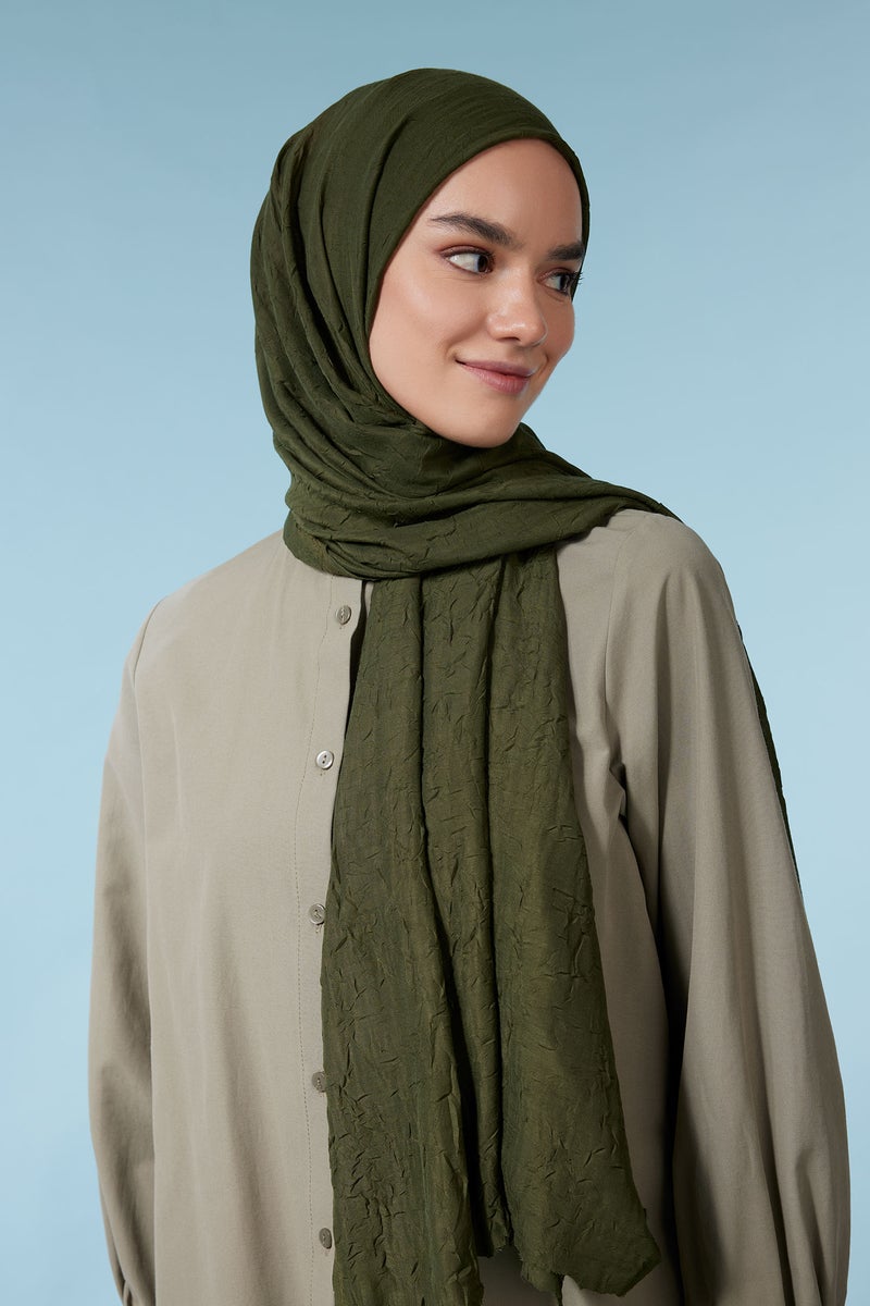 DeFacto Green Woman Cotton Hijab Shawl Casual - Image 2