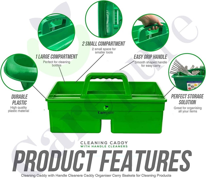 Carepure Caddy Bucket | Industrial Caddy Bucket, Bathroom Caddy, Caddy Organizer, Organizer Basket, Bathroom Organizer Basket, Tool Organizer with Handle for Cleaning Bathroom Floors & Windows (Green) - Image 5