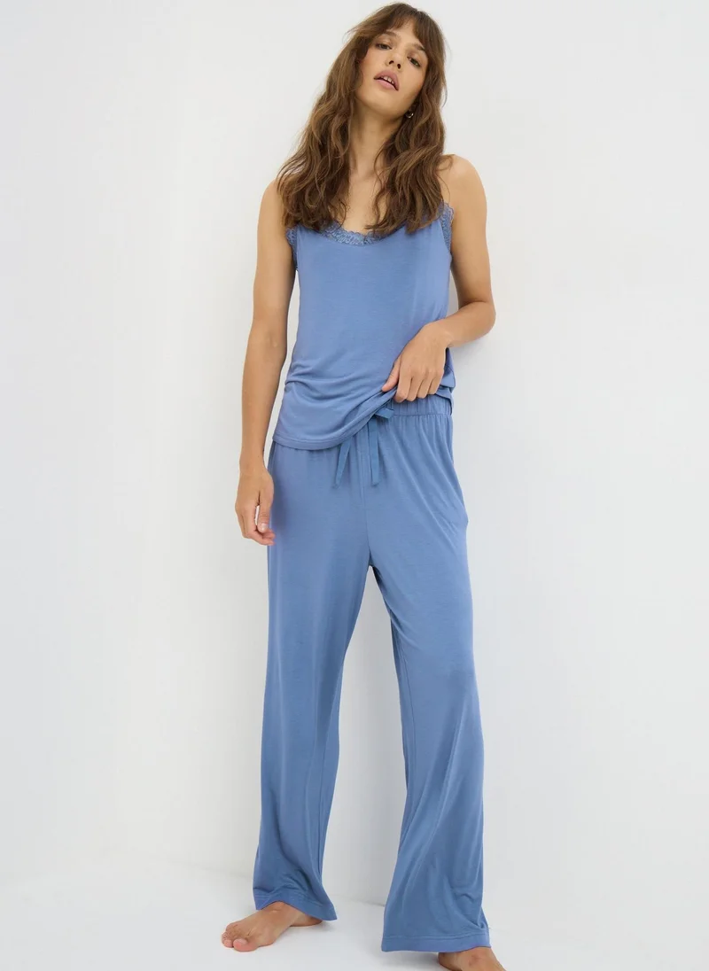 Matalan Blue Wide Leg Pyjama Bottoms