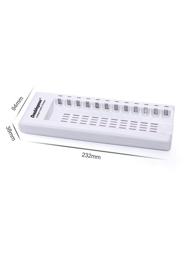 doublepow Intelligent AA AAA Battery Charger with 16 Independent Slots – battry charger lithum Rechargeable Batteries – Fast Smart Battery Charging Station with LED Indicators and International Plug Options for Home Office Travel Use - Image 3