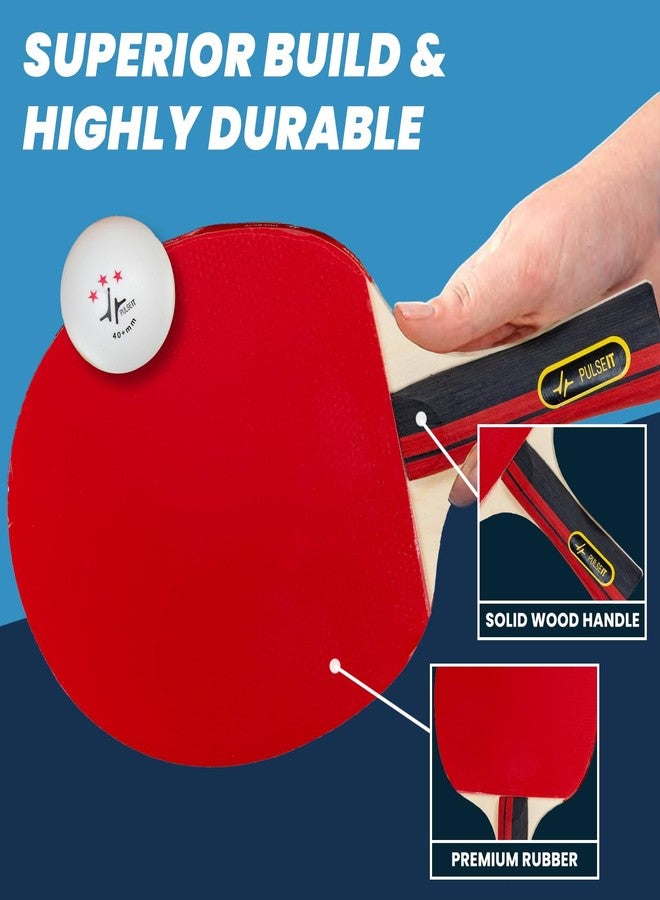 PulseITDriveKit Table Tennis Kit. 2 Premium TT Bats + 3 Ping Pong Balls + Case. Indoor & Outdoor Play. Ergonomic Grip Handles, Spin, Speed & Control Racket Set. Beginners, Kids & Professionals(B&R&W) - Image 4