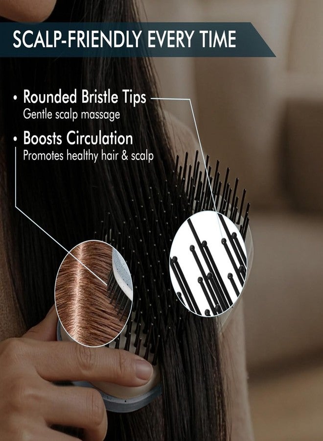 Ikonic Me Travel Hair Brush IKM-2122, Eco Conscious, Ergonomic Palm Grip, Tangle Free Detangling, Anti Static Soft Bristles, Scalp Massage, Wet Dry Oiled Hair Use, All Hair Types - Powder Blue - Image 4