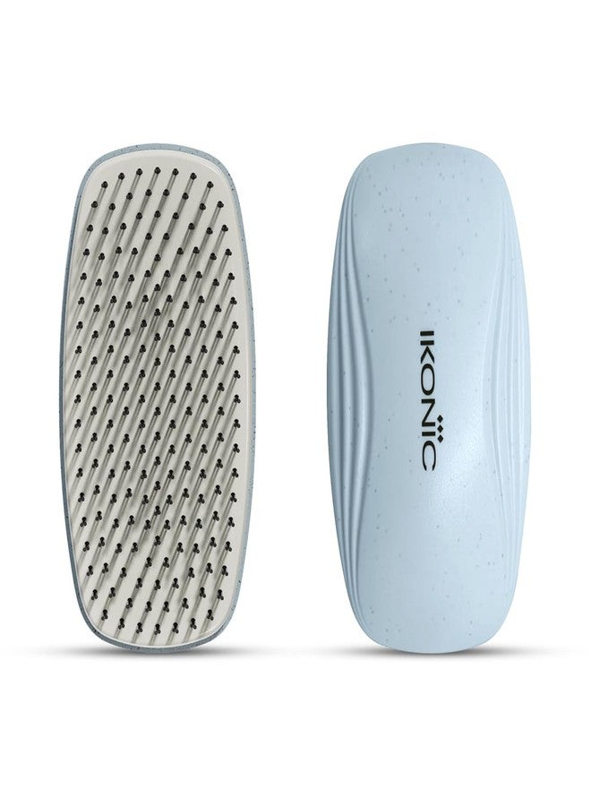 Ikonic Me Travel Hair Brush IKM-2122, Eco Conscious, Ergonomic Palm Grip, Tangle Free Detangling, Anti Static Soft Bristles, Scalp Massage, Wet Dry Oiled Hair Use, All Hair Types - Powder Blue - Image 2