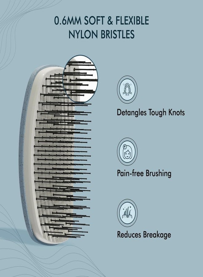 Ikonic Me Travel Hair Brush IKM-2122, Eco Conscious, Ergonomic Palm Grip, Tangle Free Detangling, Anti Static Soft Bristles, Scalp Massage, Wet Dry Oiled Hair Use, All Hair Types - Powder Blue - Image 3