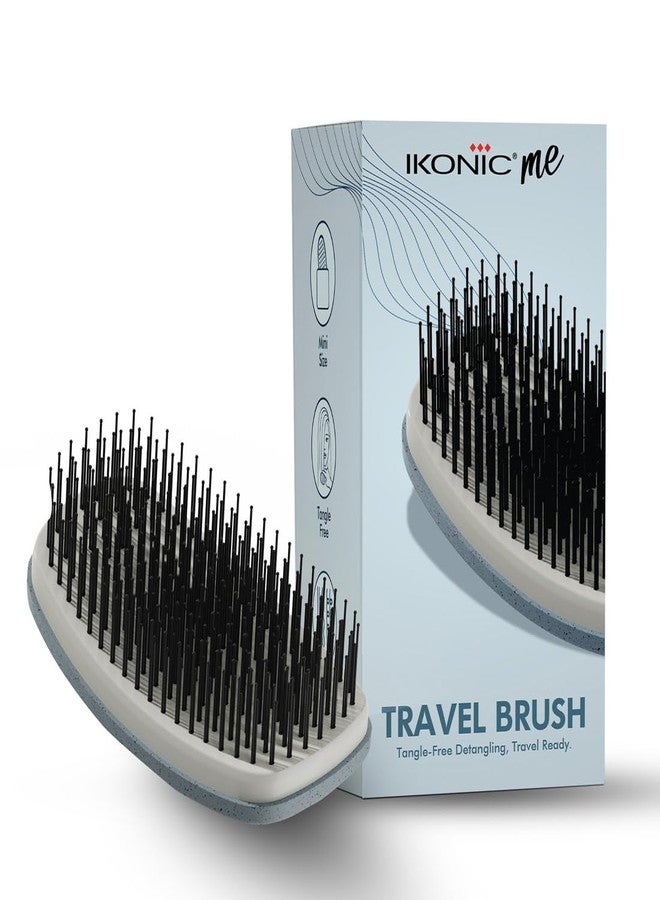 Ikonic Me Travel Hair Brush IKM-2122, Eco Conscious, Ergonomic Palm Grip, Tangle Free Detangling, Anti Static Soft Bristles, Scalp Massage, Wet Dry Oiled Hair Use, All Hair Types - Powder Blue - Image 1