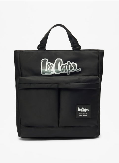 Logo Print Backpack with Zip Closure - 29x14x34 cm