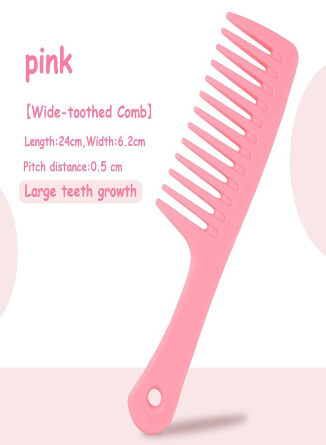 Asofelk 4PCS Pink wide tooth comb, Large Hair Comb for Wet or Dry Anti-Static & curl comb shower combs for Thick Long Hair (4 Style) - Image 3
