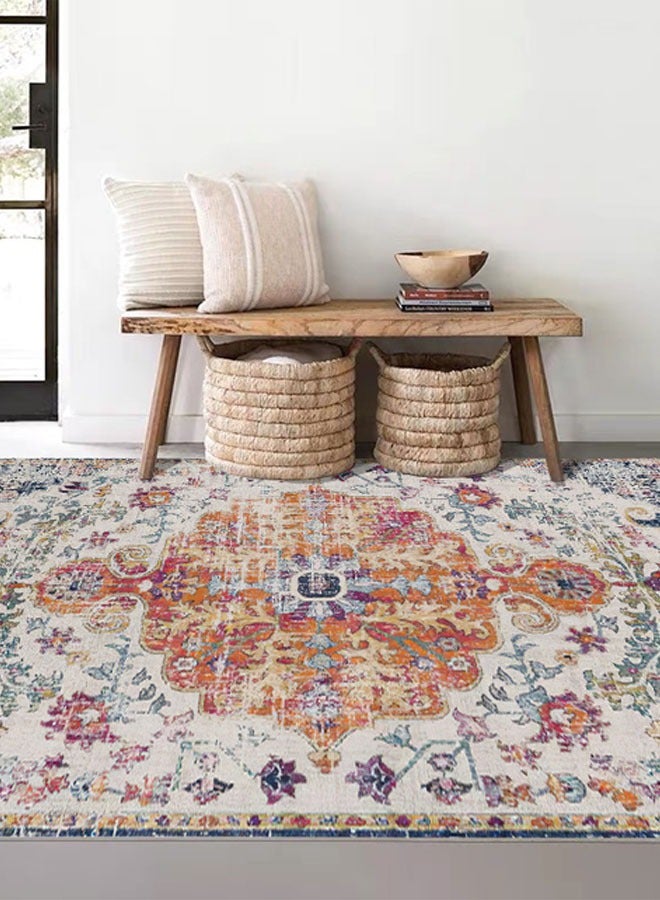 إن كي أكس سجادة غرفة معيشة على الطراز العرقي مصنوعة من الكشمير المقلد مع قاعدة بلاستيكية منقط - Image 2