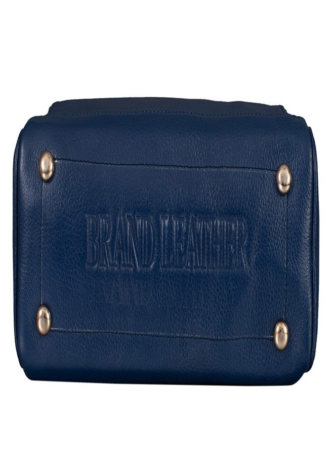 باند ليزر حقائب يد نسائية من الجلد الطبيعي من ماركة BRAND LEATHER، حقيبة كتف، حقيبة يد بمقبض علوي، حقيبة يد نسائية أنيقة، حقيبة كروس بودي (أزرق) - Image 4