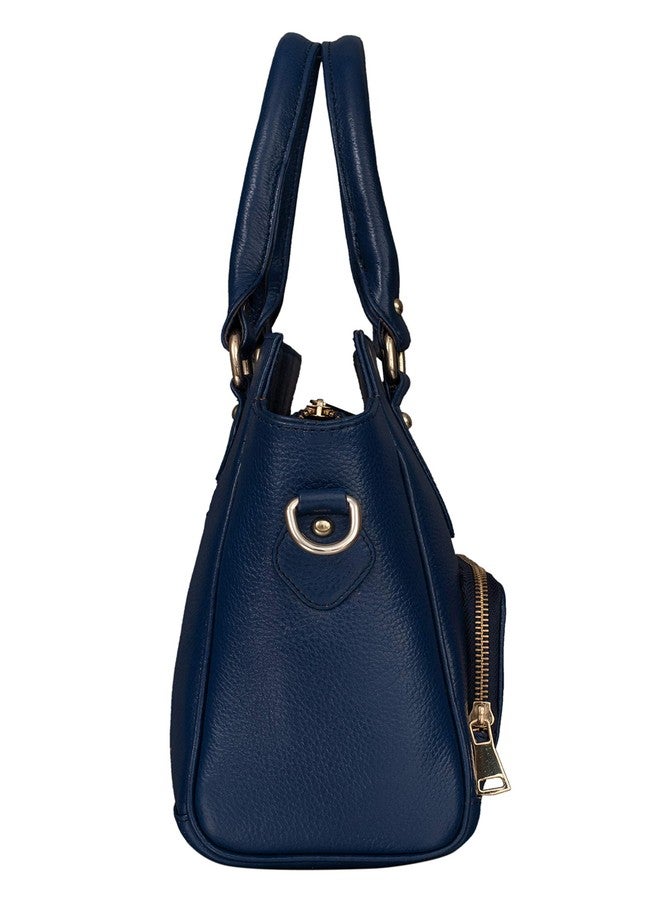 باند ليزر حقائب يد نسائية من الجلد الطبيعي من ماركة BRAND LEATHER، حقيبة كتف، حقيبة يد بمقبض علوي، حقيبة يد نسائية أنيقة، حقيبة كروس بودي (أزرق) - Image 3