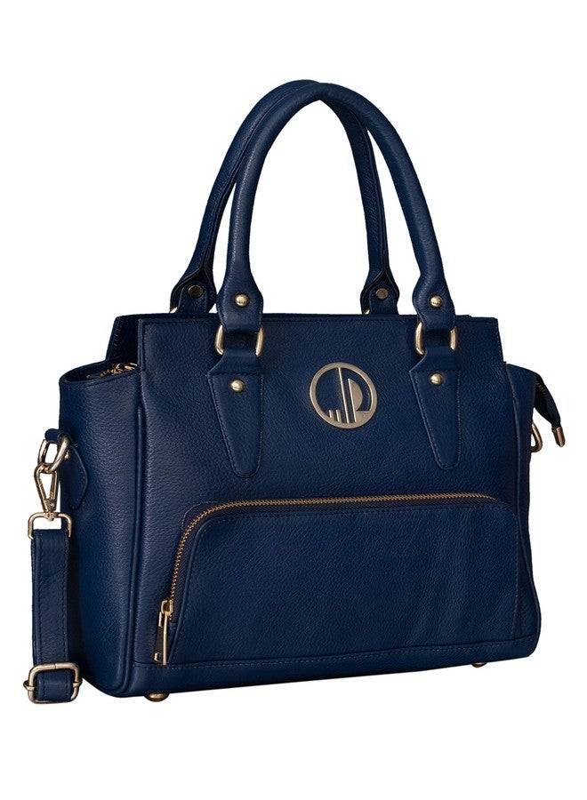 باند ليزر حقائب يد نسائية من الجلد الطبيعي من ماركة BRAND LEATHER، حقيبة كتف، حقيبة يد بمقبض علوي، حقيبة يد نسائية أنيقة، حقيبة كروس بودي (أزرق) - Image 1