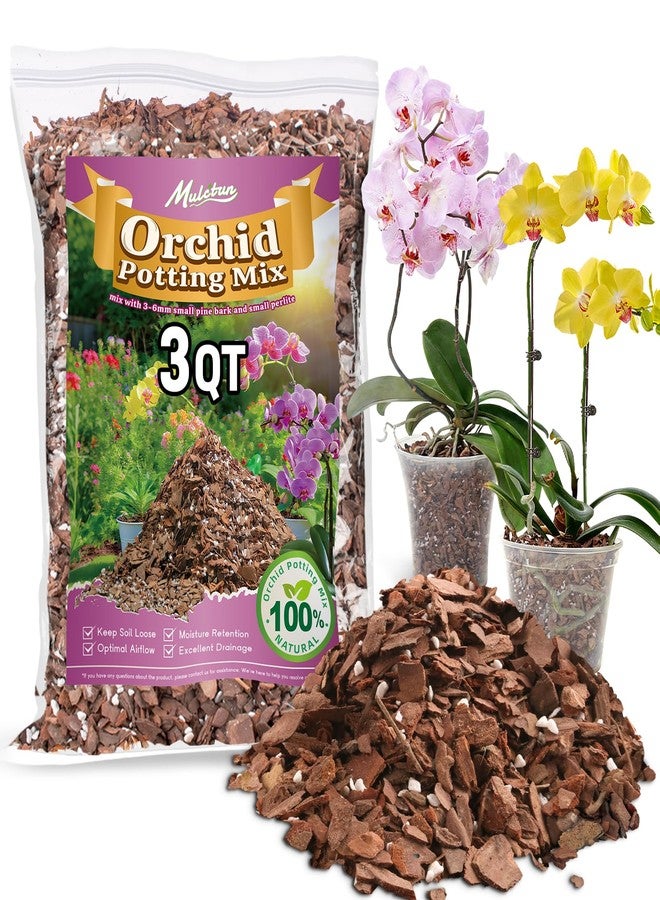 Mulctun 3QT Orchid Bark Potting Mix, Natural Orchid Potting Mix for Repotting, Blended with Small Pine Bark and Perlite to Provide Ideal Ventilation and Good Drainage for Orchids and Other Potted Plants - Image 1