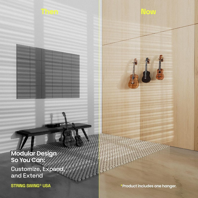 String Swing Ukulele Hanger Wooden Wall Mount Made in the USA or Mandolin Hanger - Black Walnut - CC01UK-BW - Image 2