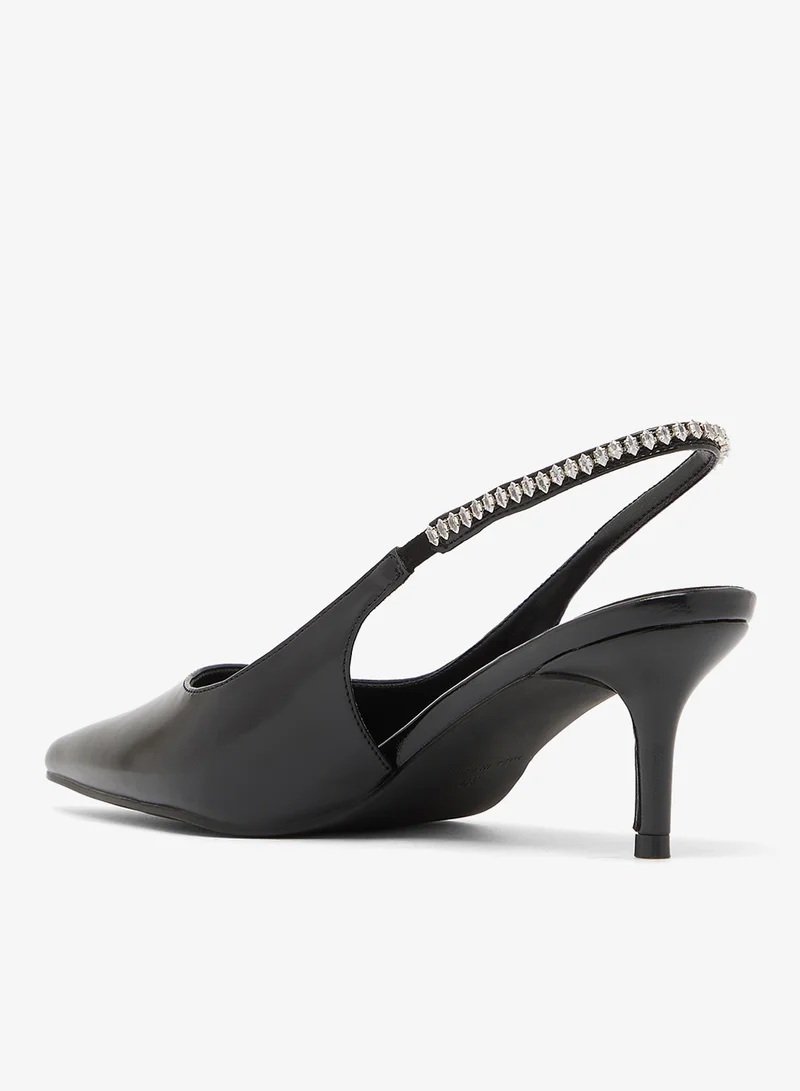 Raid BLACK SHINY PU Fienna Slingback Pumps for Women | Best Price UAE