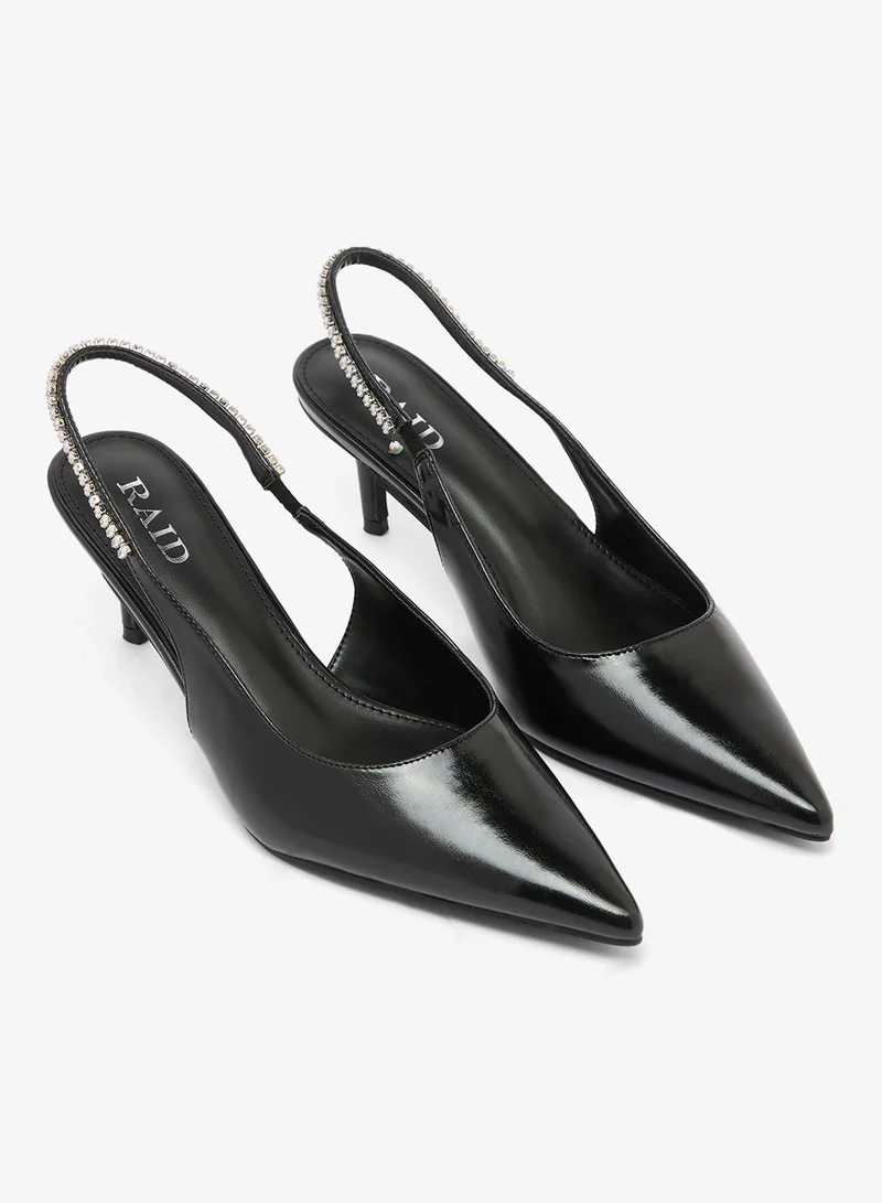 Raid BLACK SHINY PU Fienna Slingback Pumps for Women | Best Price UAE