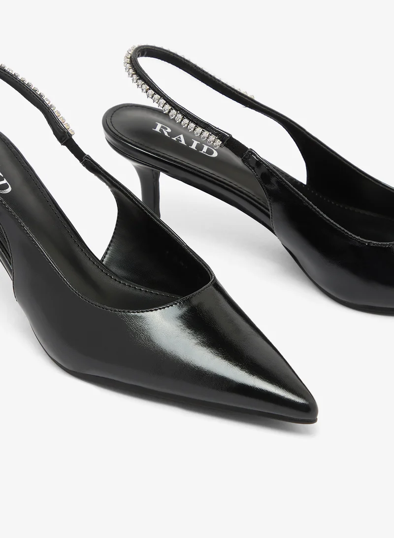 Raid BLACK SHINY PU Fienna Slingback Pumps for Women | Best Price UAE