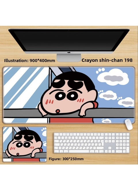Crayon Shin-Chan Mouse Pad Without Edge Extra Large Boys And Girls Cute Cartoon Animation Two-Dimensional Computer Keyboard-Color:70x35cm Thickness 3mm-Pattern:Lemon Yellow Crayon Shin-chan 198