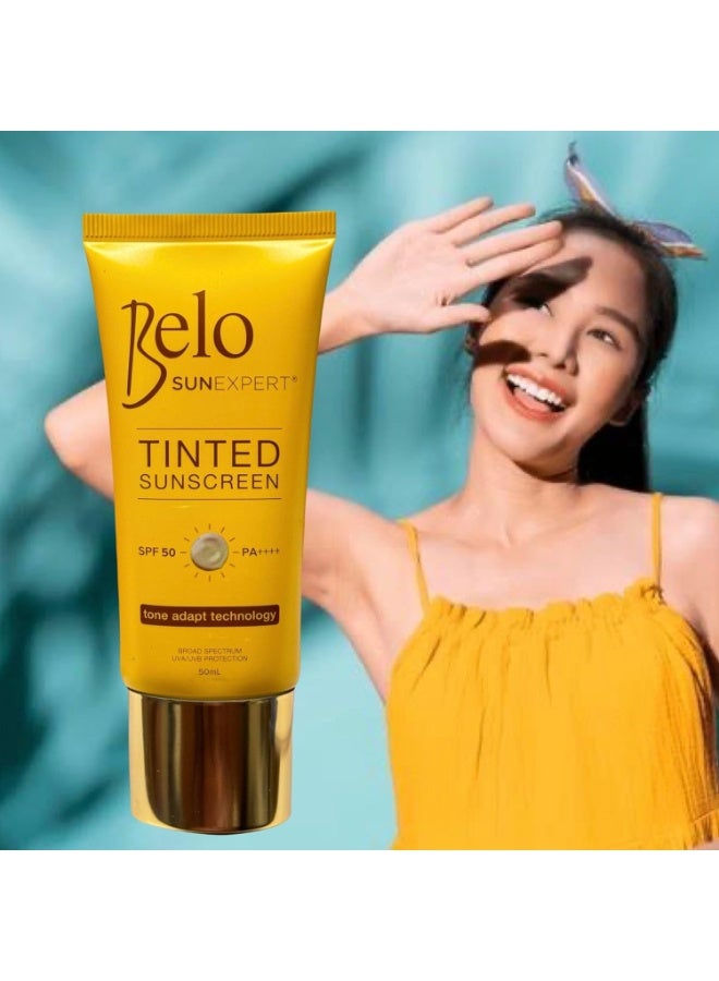 Belo SunExpert Tinted Sunscreen Tone Adapt Technology SPF 50 PA++++ Face Sunscreen Cream UV Protection Skin Brightening Sunblock 50ml - Image 5