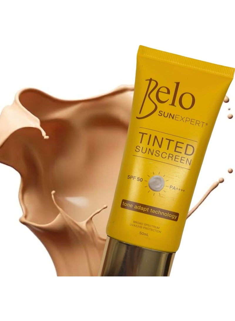 Belo SunExpert Tinted Sunscreen Tone Adapt Technology SPF 50 PA++++ Face Sunscreen Cream UV Protection Skin Brightening Sunblock 50ml - Image 4