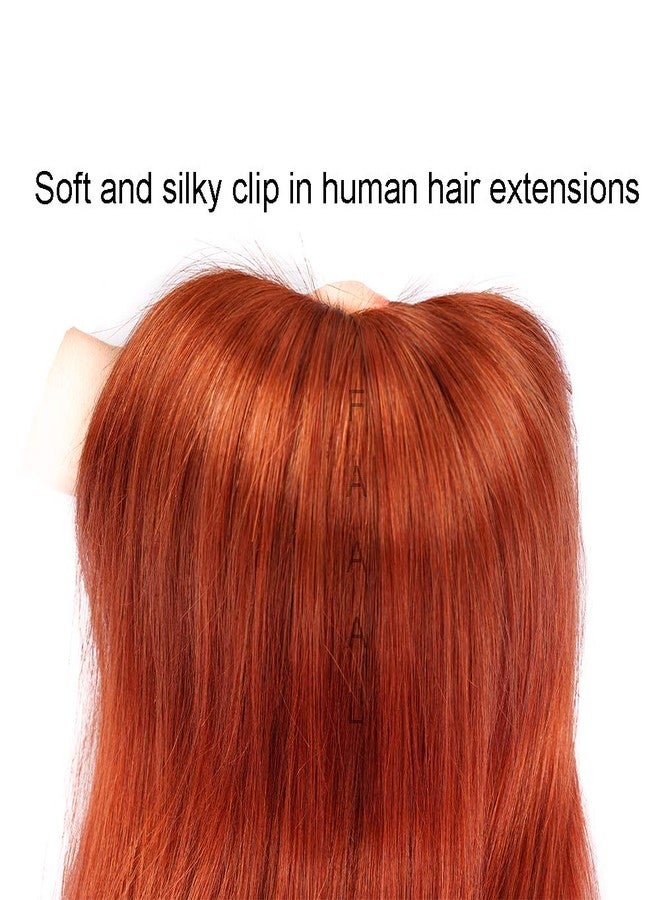 FAAAL 20" Clip in Human Hair Extensions Full Head 180g 7 Pieces 16 Clips Copper Red Double Weft Brazilian Real Remy Hair Extensions Thick Straight Silky (20" 180g, #350) - Image 3