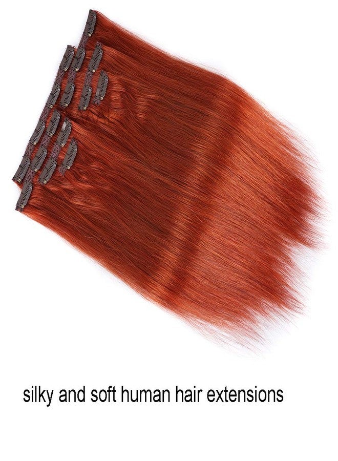 FAAAL 20" Clip in Human Hair Extensions Full Head 180g 7 Pieces 16 Clips Copper Red Double Weft Brazilian Real Remy Hair Extensions Thick Straight Silky (20" 180g, #350) - Image 5