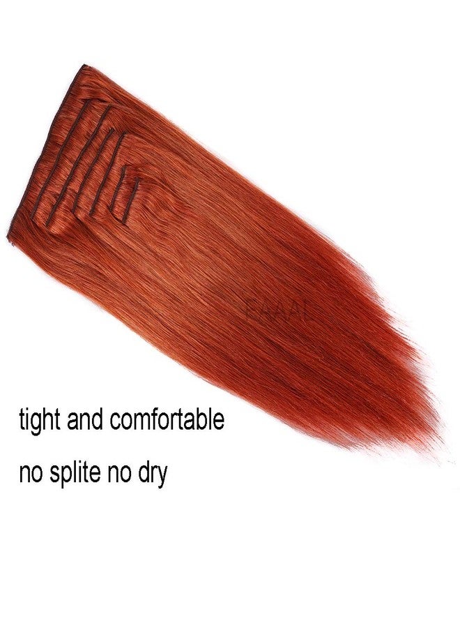 FAAAL 20" Clip in Human Hair Extensions Full Head 180g 7 Pieces 16 Clips Copper Red Double Weft Brazilian Real Remy Hair Extensions Thick Straight Silky (20" 180g, #350) - Image 4