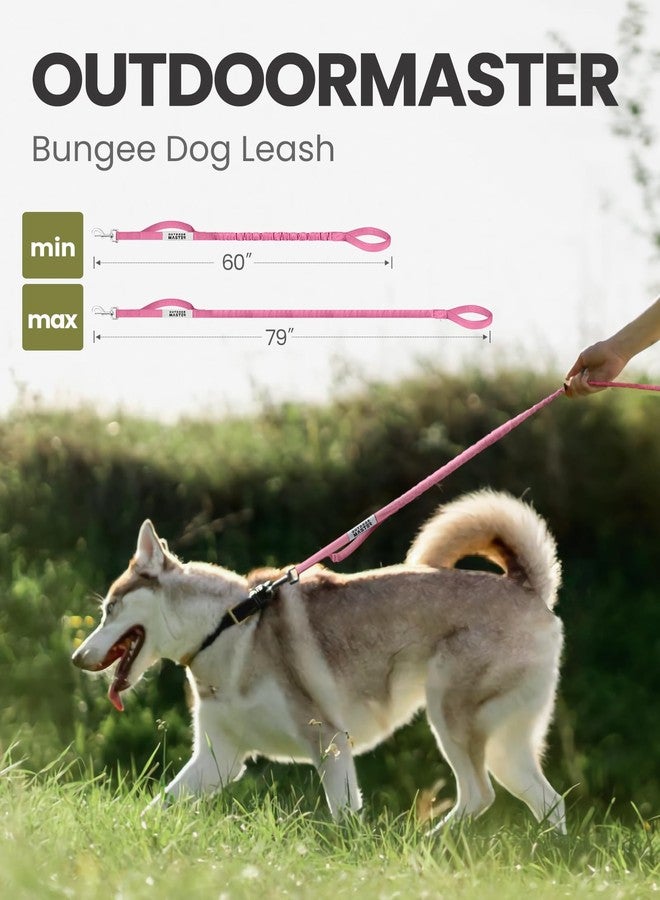 اوت دور ماستر طوق تدريب للكلاب شديد التحمل من OutdoorMaster Bungee مزود بنظام امتصاص الصدمات، ومقبضين مبطنين، لتعزيز سلامة وراحة الكلب - لون وردي مُطوّر، طول 6 أقدام - Image 2