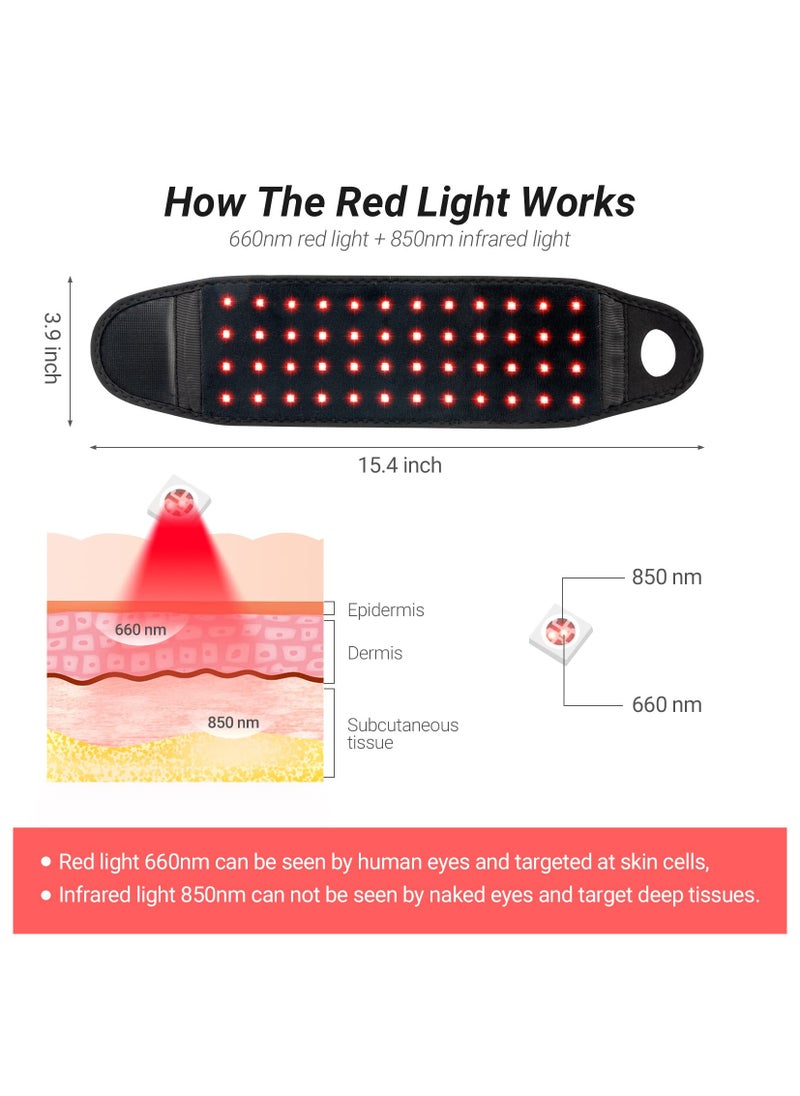 KASTWAVE جهاز الضوء الأحمر بالأشعة تحت الحمراء، مصباح ضوء أحمر بالأشعة تحت الحمراء LED بطول 660 نانومتر و808 نانومتر، وسادة عالمية ناعمة، حزام ضوء أحمر وأشعة تحت الحمراء القريبة للمعصم والعضلات والظهر والركبة والكتف، مع كابل USB محمول للاستخدام  - Image 3