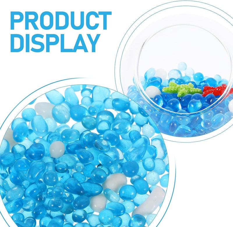 Market need oriented construction COHEALI Mini Glass Aquarium Globe Hideout with 50g White and Ice Blue Glass Pebbles, Red and Green Sea Star Decorations, Betta Fish and Shrimp Shelter for Fish Tank Landscaping KSA standard compatible design - Image 3