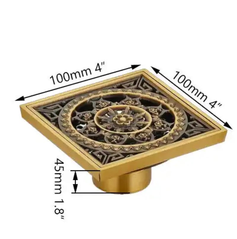 AQUAKART AQUAKART Antique Brown Designer Drain 4 x 4 Foot Design Antique Floor Drain Shower Channel Water Drainer for Bathroom with AntiFoul Cockroach Trap  - Image 4
