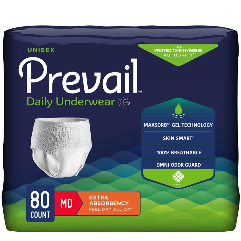 Prevail Daily Protective Underwear Unisex Adult Incontinence Underwear Disposable Adult Diaper for Men Women Maximum Absorbency Medium 80 Count 4 packs of 20 - Image 3