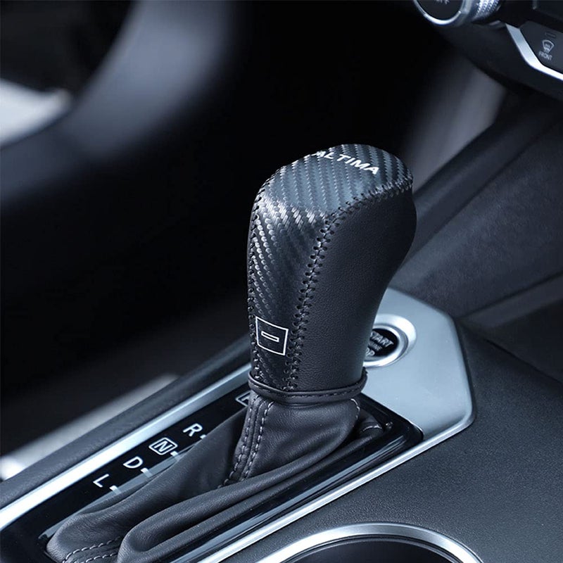 XITER for Genuine Leather Gear Shift Knob Cover Car Protect Accessories Case for Nissan Altima 2019 2020 2021 2022 2023 2024 2025 (Carbon Fiber) - Image 1