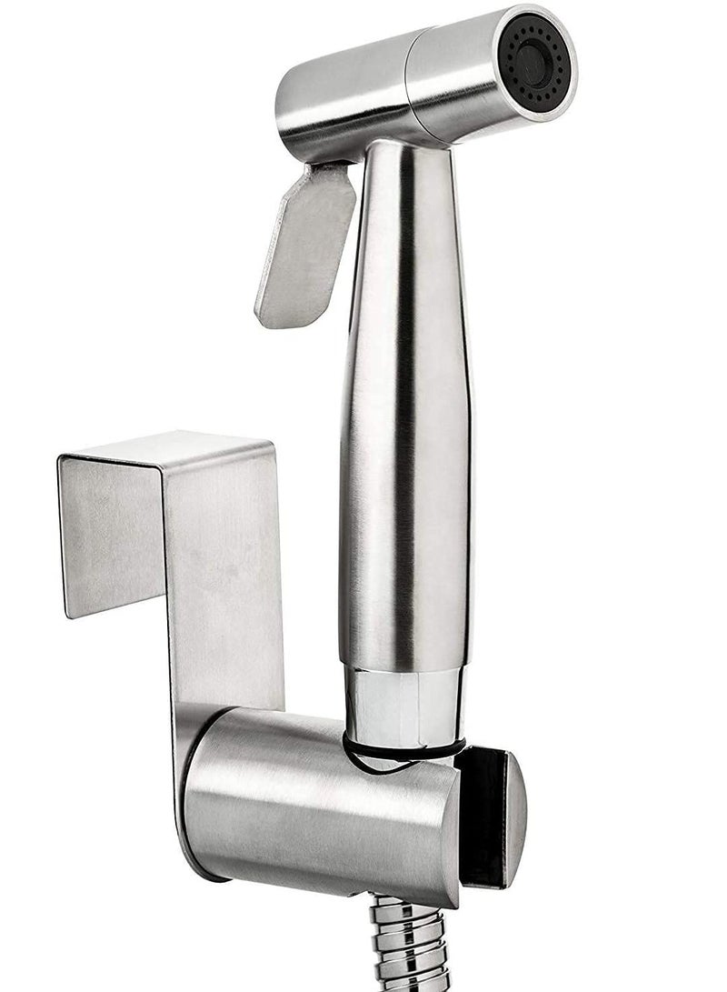 SKY-TOUCH 3 Pieces Toilet Bidet Spray Gun Set Shattaf Kit Handheld Self Cleaning For Washroom And Bathroom Toilet Water Sprayer Silver - Image 2